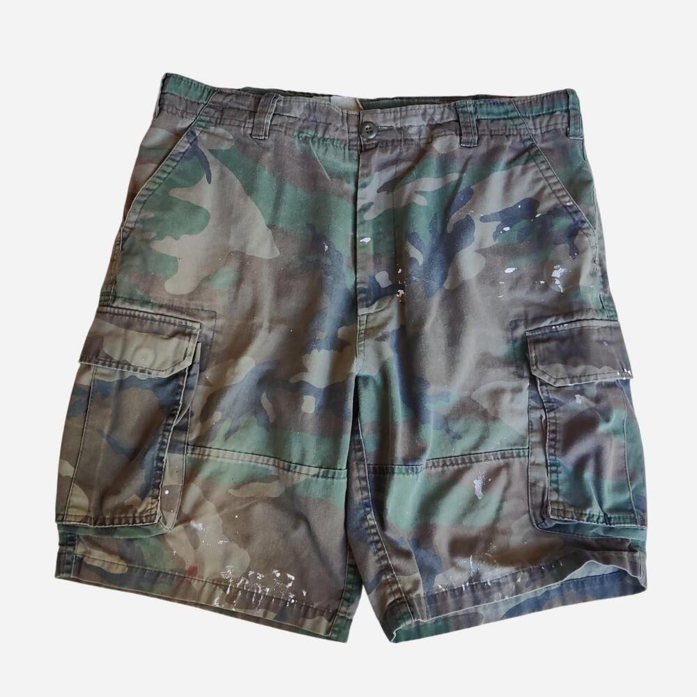 vintage Green & khaki camo baggy cargo shorts